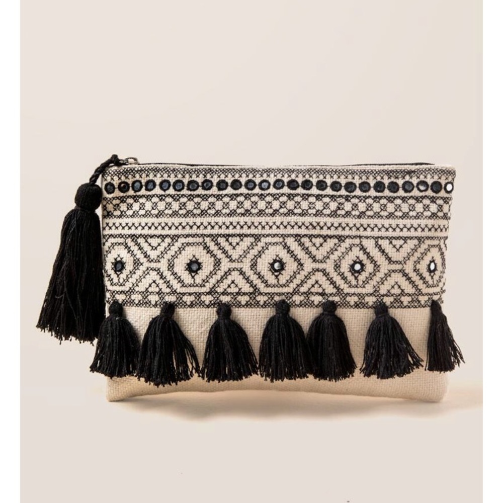 Shiraleah Chicago Zip Clutch Purse Pouch Black NEW - Picture 2 of 4